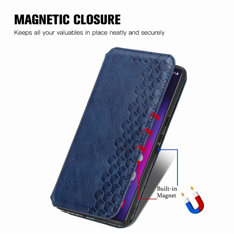 For Samsung Galaxy S25 Ultra 5G Cubic Grid Pressed Magnetic Leather Phone Case(Blue) - free shipping - PMC Jewellery - Order now!