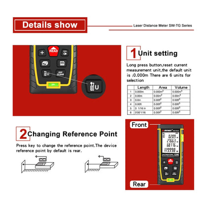 SNDWAY Double Horizontal bubble Rangefinder Laser Distance Meter Range Hand Tool Device SW-TG50 - Laser Rangefinder by SNDWAY | Online Shopping South Africa | PMC Jewellery | Buy Now Pay Later Mobicred