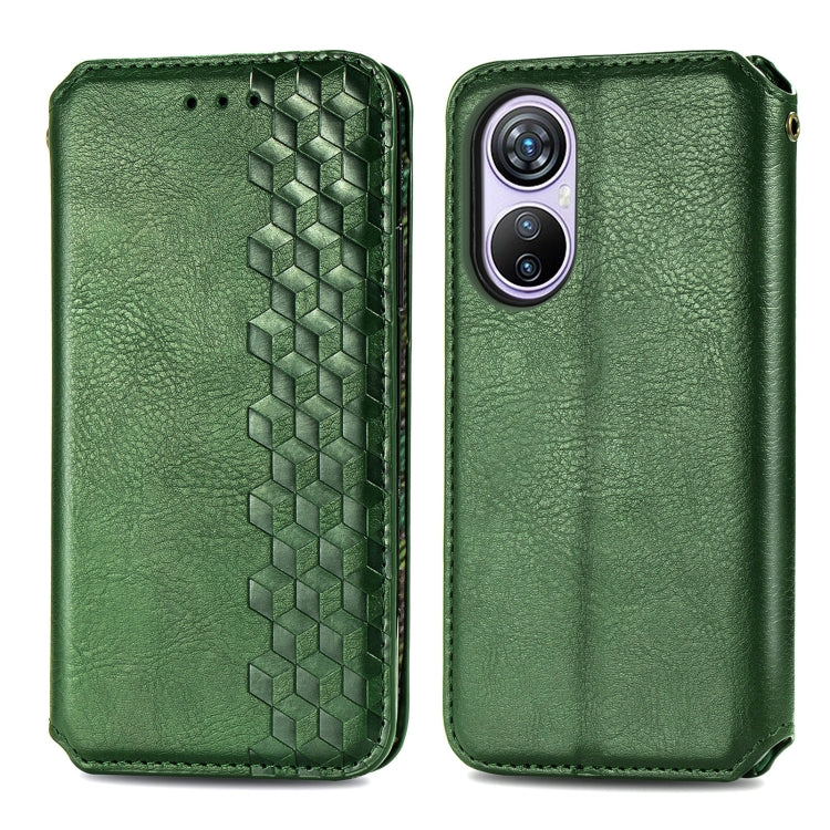 For Blackview A200 Pro Cubic Grid Pressed Magnetic Leather Phone Case(Green) - More Brand by PMC Jewellery | Online Shopping South Africa | PMC Jewellery