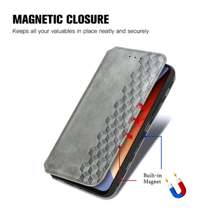 For Blackview A96 Cubic Grid Pressed Magnetic Leather Phone Case(Grey) - More Brand by PMC Jewellery | Online Shopping South Africa | PMC Jewellery