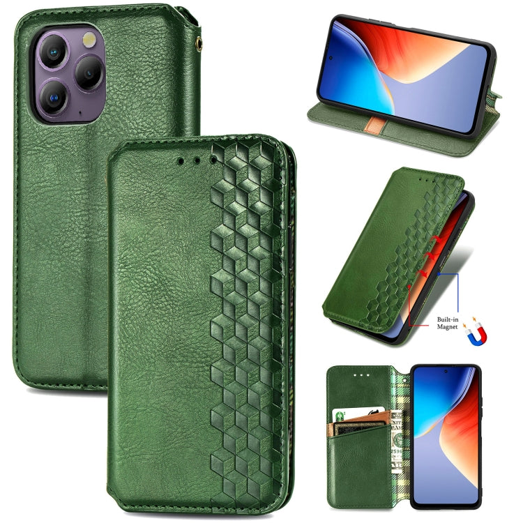 For Blackview A96 Cubic Grid Pressed Magnetic Leather Phone Case(Green) - More Brand by PMC TechLife | Online Shopping South Africa | PMC TechLife | Buy Now Pay Later Mobicred