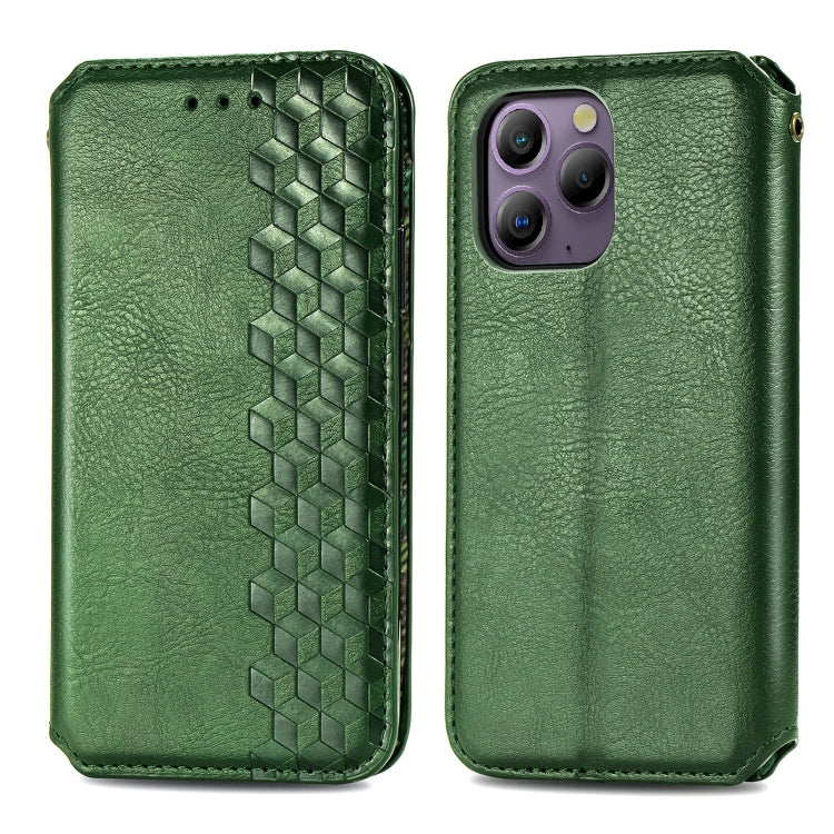 For Blackview A96 Cubic Grid Pressed Magnetic Leather Phone Case(Green) - More Brand by PMC Jewellery | Online Shopping South Africa | PMC Jewellery