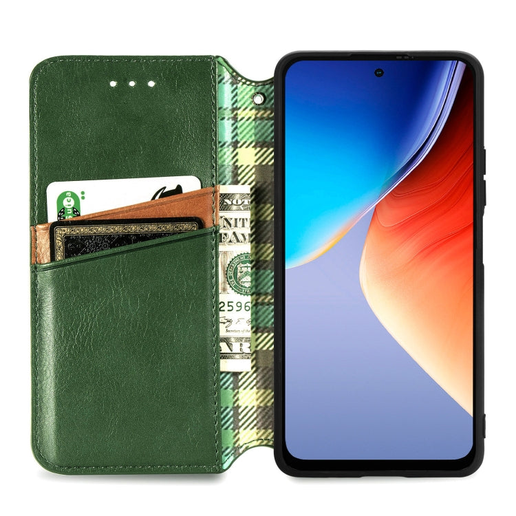 For Blackview A96 Cubic Grid Pressed Magnetic Leather Phone Case(Green) - More Brand by PMC TechLife | Online Shopping South Africa | PMC TechLife | Buy Now Pay Later Mobicred