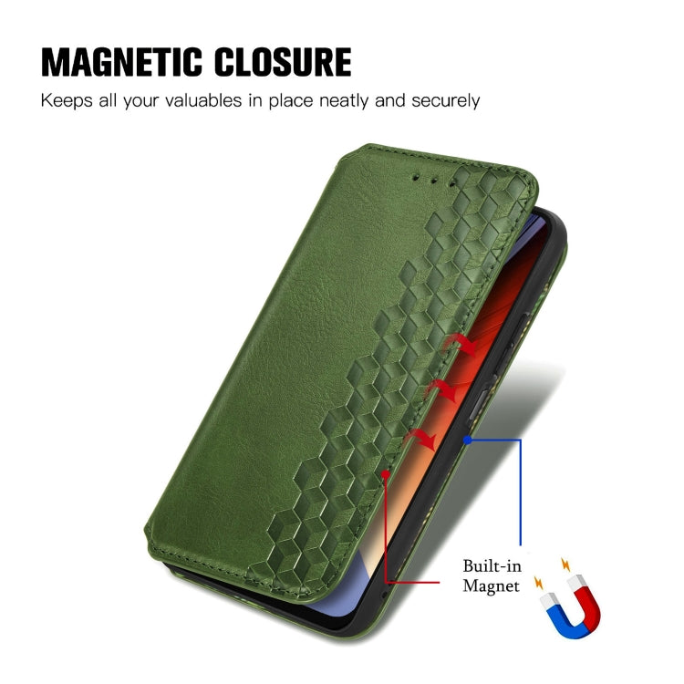 For Blackview A96 Cubic Grid Pressed Magnetic Leather Phone Case(Green) - More Brand by PMC TechLife | Online Shopping South Africa | PMC TechLife | Buy Now Pay Later Mobicred