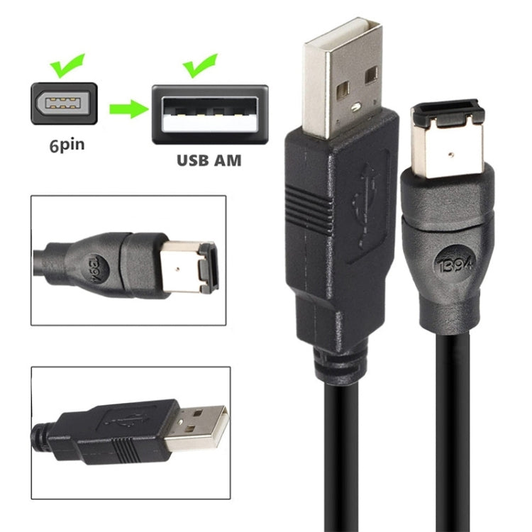 JUNSUNMAY Firewire IEEE 1394 6 Pin Male to USB 2.0 Male Adaptor Convertor Cable Cord, Length:4.5m - USB Cable by JUNSUNMAY | Online Shopping South Africa | PMC Jewellery | Buy Now Pay Later Mobicred