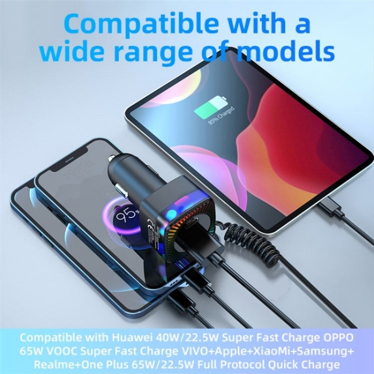 With Spring Type-C Cable USB + Type-C PD 30W Phone Fast Charging Adapter Car Charger - Car Charger by PMC TechLife | Online Shopping South Africa | PMC TechLife | Buy Now Pay Later Mobicred