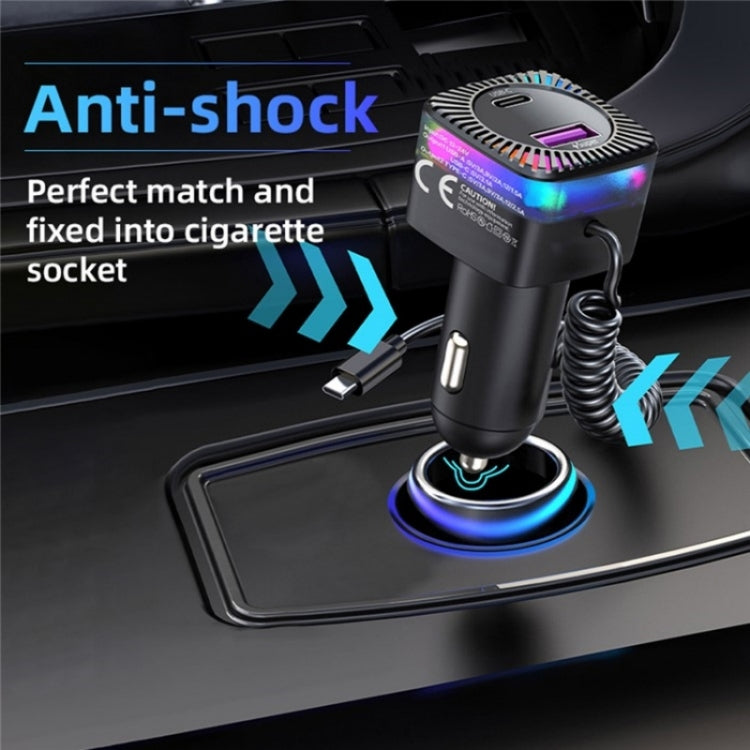 With Spring Type-C Cable USB + Type-C PD 30W Phone Fast Charging Adapter Car Charger - Car Charger by PMC TechLife | Online Shopping South Africa | PMC TechLife | Buy Now Pay Later Mobicred