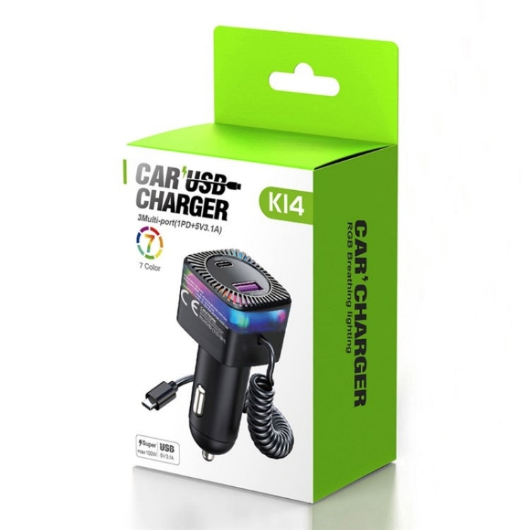 With Spring Type-C Cable USB + Type-C PD 30W Phone Fast Charging Adapter Car Charger - Car Charger by PMC TechLife | Online Shopping South Africa | PMC TechLife | Buy Now Pay Later Mobicred