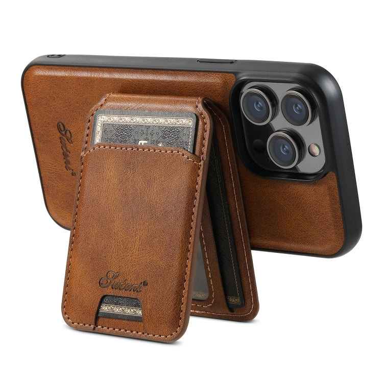 For iPhone 13 Suteni H15 MagSafe Oil Eax Leather Detachable Wallet Back Phone Case(Brown) - iPhone 13 Cases by Suteni | Online Shopping South Africa | PMC Jewellery | Buy Now Pay Later Mobicred