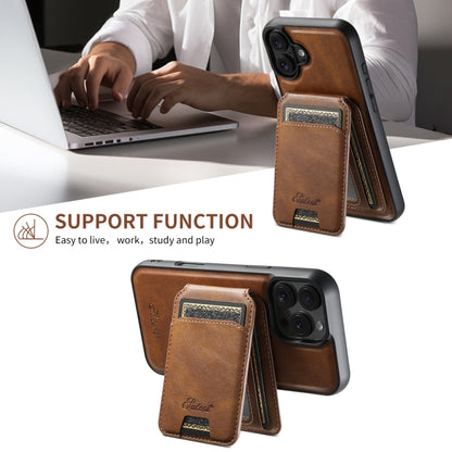 For iPhone 16 Plus Suteni H15 MagSafe Oil Eax Leather Detachable Wallet Back Phone Case(Brown) - iPhone 16 Plus Cases by Suteni | Online Shopping South Africa | PMC Jewellery | Buy Now Pay Later Mobicred