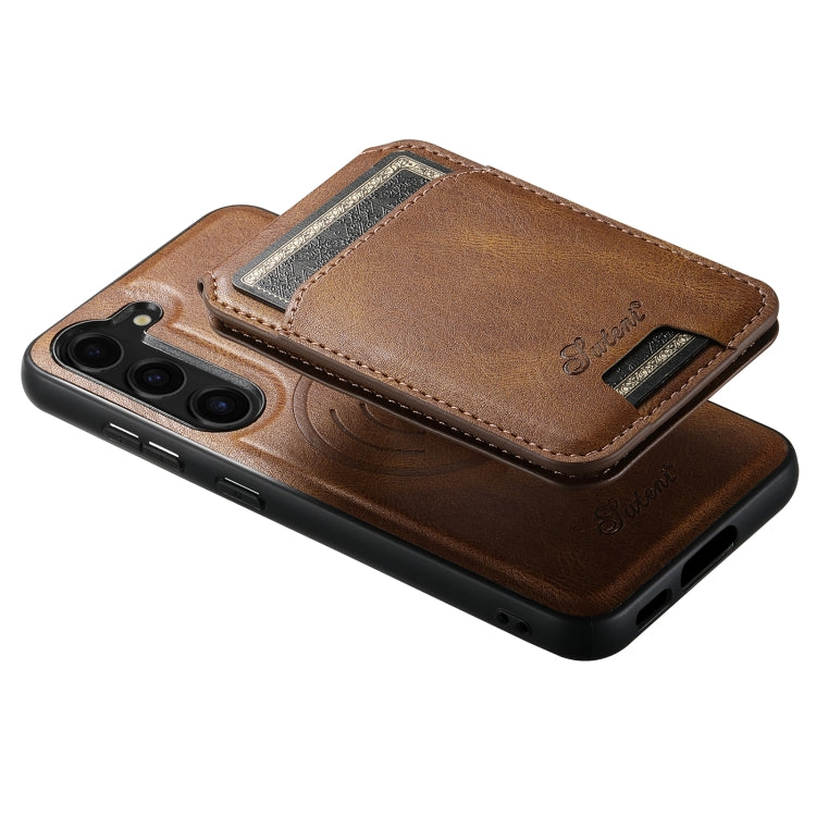 For Samsung Galaxy S23+ 5G Suteni H15 MagSafe Oil Eax Leather Detachable Wallet Back Phone Case(Khaki) - Galaxy S23+ 5G Cases by Suteni | Online Shopping South Africa | PMC Jewellery