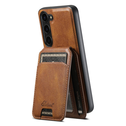 For Samsung Galaxy S23 5G Suteni H15 MagSafe Oil Eax Leather Detachable Wallet Back Phone Case(Brown) - Galaxy S23 5G Cases by Suteni | Online Shopping South Africa | PMC Jewellery