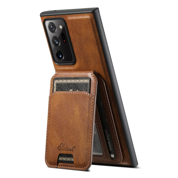 For Samsung Galaxy Note20 Ultra 5G Suteni H15  Oil Eax Leather Detachable Wallet Back Phone Case(Khaki) - Galaxy Note20 Ultra Cases by Suteni | Online Shopping South Africa | PMC Jewellery | Buy Now Pay Later Mobicred