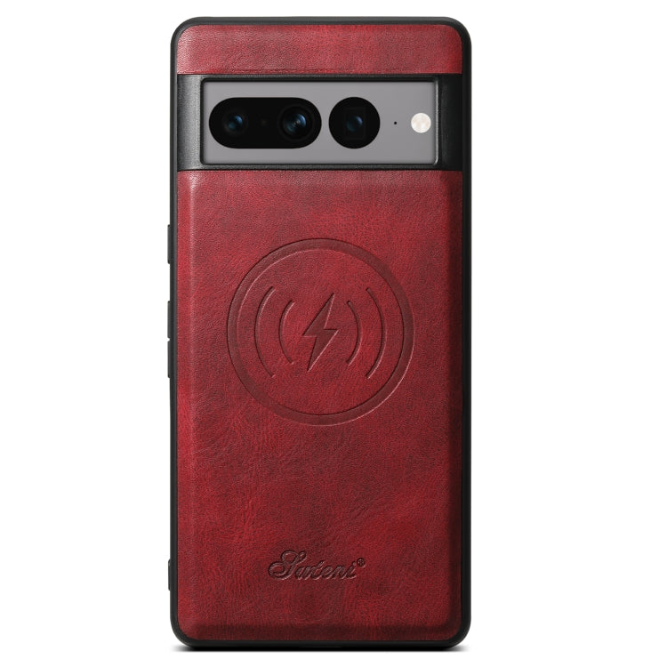 For Google Pixel 7a Suteni H15 Oil Eax Leather Detachable Wallet Back Phone Case(Red) - Google Cases by Suteni | Online Shopping South Africa | PMC Jewellery | Buy Now Pay Later Mobicred