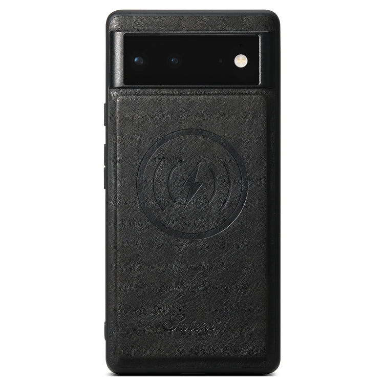 For Google Pixel 6 Suteni H15 Oil Eax Leather Detachable Wallet Back Phone Case(Black) - Google Cases by Suteni | Online Shopping South Africa | PMC Jewellery | Buy Now Pay Later Mobicred