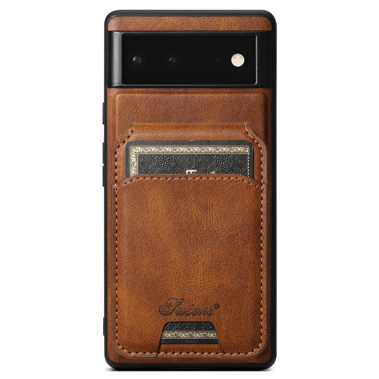 For Google Pixel 6 Suteni H15 Oil Eax Leather Detachable Wallet Back Phone Case(Brown) - Google Cases by Suteni | Online Shopping South Africa | PMC Jewellery | Buy Now Pay Later Mobicred