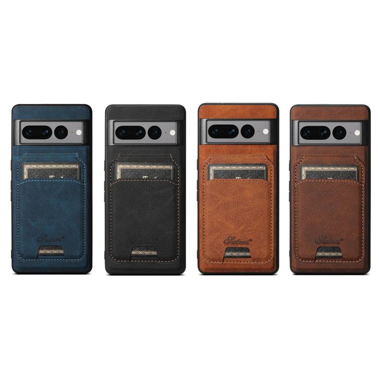 For Google Pixel 6a Suteni H16 Litchi Texture Leather Detachable Wallet Back Phone Case(Brown) - Google Cases by Suteni | Online Shopping South Africa | PMC TechLife | Buy Now Pay Later Mobicred
