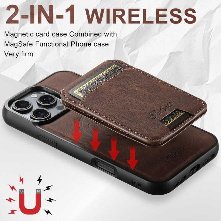 For iPhone 16 Pro Suteni H16 Litchi Texture Leather Detachable Wallet Back Phone Case(Brown) - iPhone 16 Pro Cases by Suteni | Online Shopping South Africa | PMC Jewellery | Buy Now Pay Later Mobicred