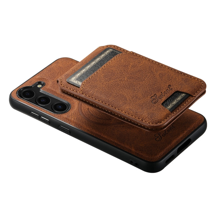 For Samsung Galaxy S24+ 5G Suteni H16 Litchi Texture Leather Detachable Wallet Back Phone Case(Brown) - Galaxy S24+ 5G Cases by Suteni | Online Shopping South Africa | PMC Jewellery | Buy Now Pay Later Mobicred