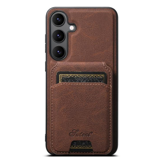 For Samsung Galaxy S25+ 5G Suteni H16 Litchi Texture Leather Detachable Wallet Back Phone Case(Brown) - Galaxy S25+ 5G Cases by Suteni | Online Shopping South Africa | PMC Jewellery | Buy Now Pay Later Mobicred