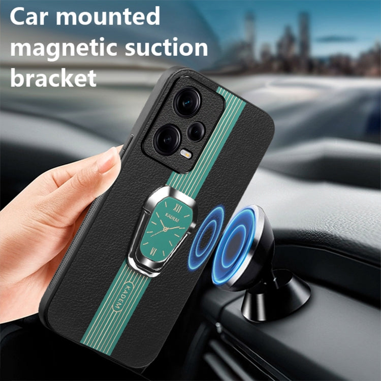 For Redmi Note 12 Pro 5G Global Magnetic Litchi Leather Back Phone Case with Holder(Green) - Note 12 Pro Cases by PMC TechLife | Online Shopping South Africa | PMC TechLife