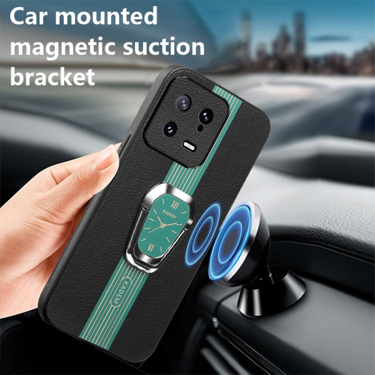 For Xiaomi 13 Magnetic Litchi Leather Back Phone Case with Holder(Green) - 13 Cases by PMC Jewellery | Online Shopping South Africa | PMC Jewellery | Buy Now Pay Later Mobicred