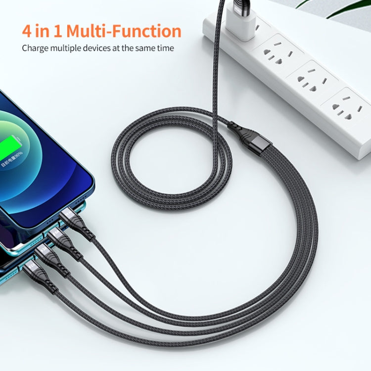 ENKAY 4-in-1 6A USB-A to Type-C / 8 Pin / Micro USB Multifunction Fast Charging Cable, Cable Length:2m(Black) - Multifunction Cable by ENKAY | Online Shopping South Africa | PMC Jewellery | Buy Now Pay Later Mobicred