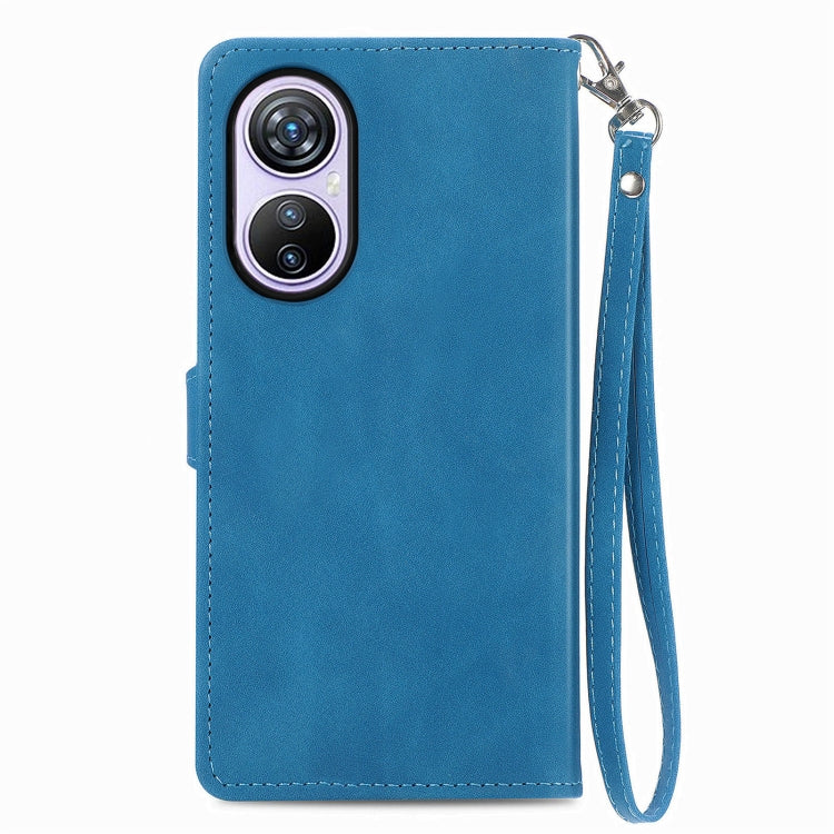 For Blackview A200 Pro Embossed Flower Zipper Leather Phone Case(Blue) - More Brand by PMC Jewellery | Online Shopping South Africa | PMC Jewellery