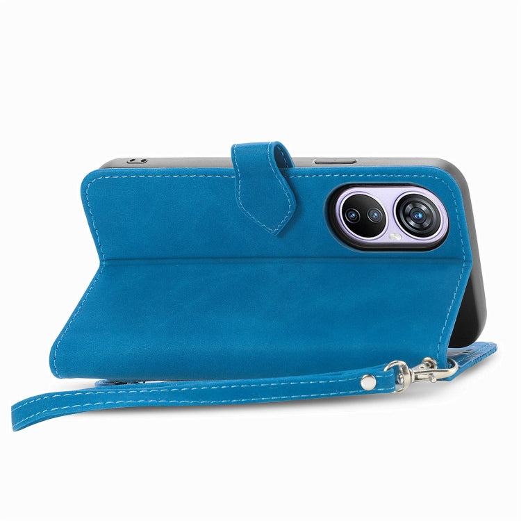 For Blackview A200 Pro Embossed Flower Zipper Leather Phone Case(Blue) - More Brand by PMC Jewellery | Online Shopping South Africa | PMC Jewellery