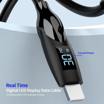 ENKAY 2.4A USB to 8 Pin Fast Charging Data Silicone Cable with LED Display, Length:1m(Black) - Normal Style Cable by ENKAY | Online Shopping South Africa | PMC Jewellery | Buy Now Pay Later Mobicred