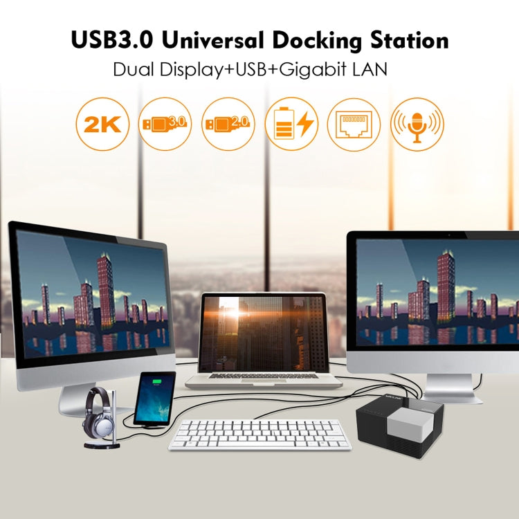 WAVLINK WL-UG39DK3 Fast Charging Gigabit Ethernet Dual Display Video Dock USB 3.0 Hub, Plug:UK Plug -  by WAVLINK | Online Shopping South Africa | PMC Jewellery | Buy Now Pay Later Mobicred