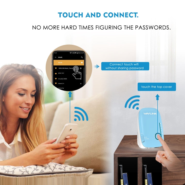 WAVLINK WN576K2 AC1200 Household WiFi Router Network Extender Dual Band Wireless Repeater, Plug:EU Plug (Blue) - free shipping - PMC Jewellery - Order now!