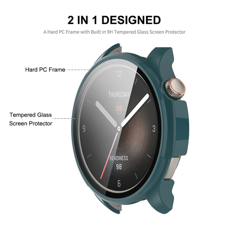 For Amazfit Balance A2286 ENKAY Hat-Prince Full Coverage Tempered Glass Film Integrated PC Watch Case(Dark Green) - Watch Cases by ENKAY | Online Shopping South Africa | PMC Jewellery