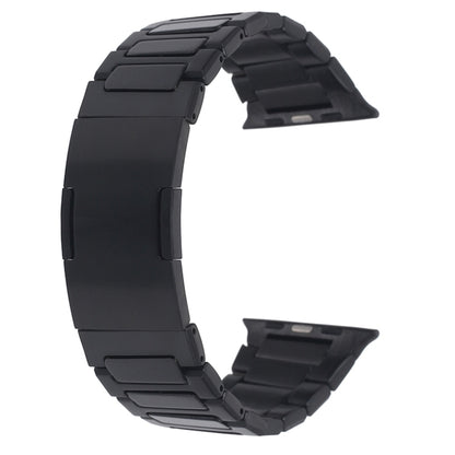 For Apple Watch Series 9 45mm Stainless Steel H-Shaped Fold Buckle Watch Band(Black) - Watch Bands by PMC Jewellery | Online Shopping South Africa | PMC Jewellery