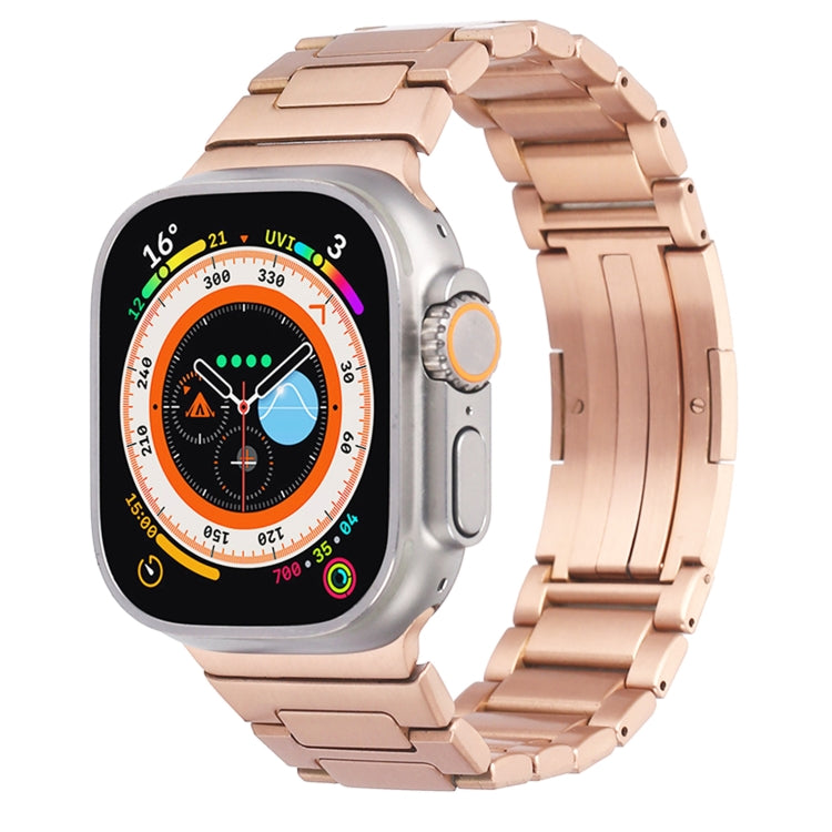 For Apple Watch Series 5 44mm Stainless Steel H-Shaped Fold Buckle Watch Band(Rose Gold) - Watch Bands by PMC Jewellery | Online Shopping South Africa | PMC Jewellery