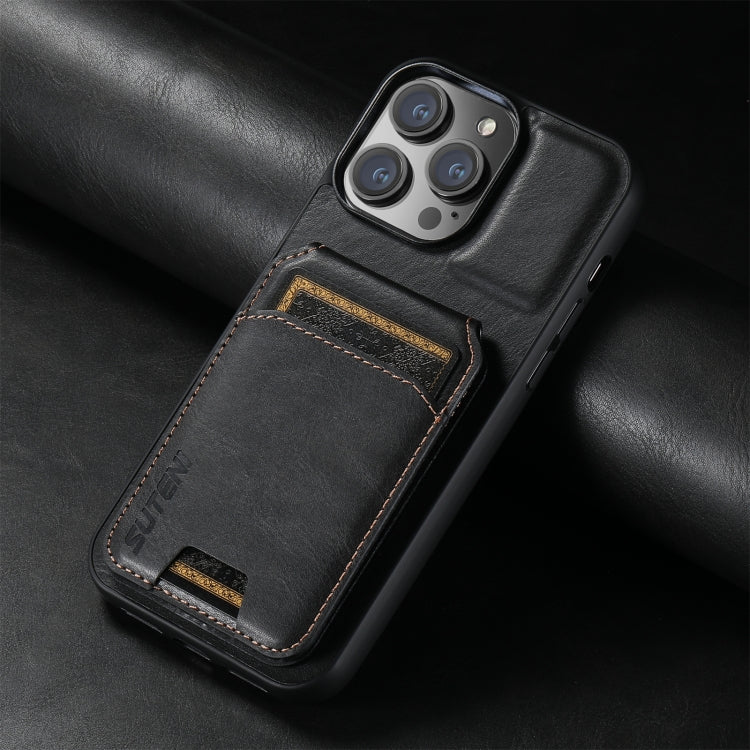 For iPhone 16 Pro Max Suteni H02 Leather Wallet Stand Back Phone Case(Black) - iPhone 16 Pro Max Cases by Suteni | Online Shopping South Africa | PMC Jewellery | Buy Now Pay Later Mobicred