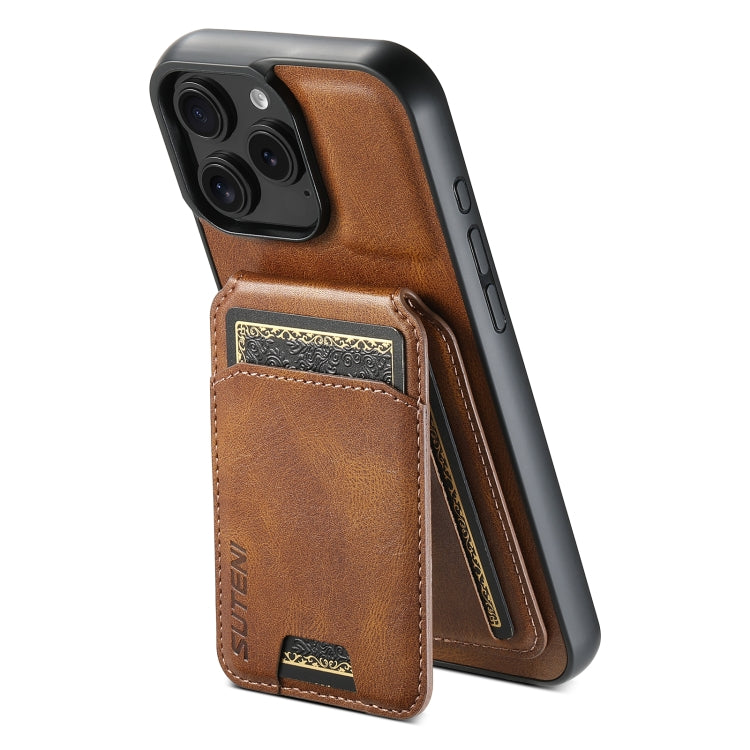 For iPhone 16 Pro Max Suteni H02 Leather Wallet Stand Back Phone Case(Brown) - iPhone 16 Pro Max Cases by Suteni | Online Shopping South Africa | PMC Jewellery | Buy Now Pay Later Mobicred