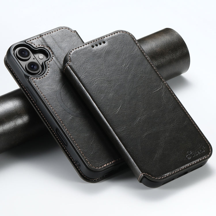 For iPhone 16 Plus Suteni J05 Leather Magnetic MagSafe Phone Case(Black) - iPhone 16 Plus Cases by Suteni | Online Shopping South Africa | PMC Jewellery | Buy Now Pay Later Mobicred