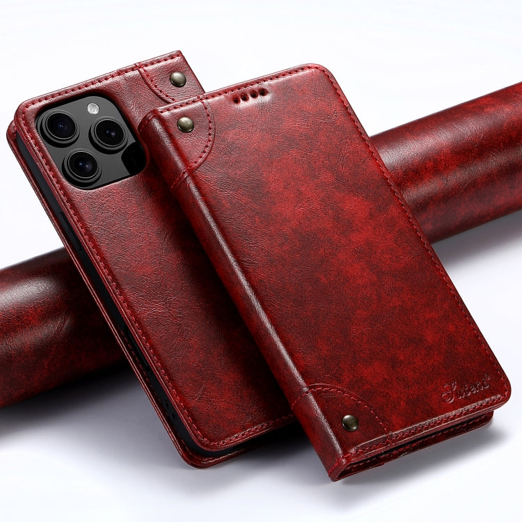 For iPhone 16 Pro Max Suteni Baroque Calf Texture Buckle Wallet Leather Phone Case(Red) - iPhone 16 Pro Max Cases by Suteni | Online Shopping South Africa | PMC Jewellery | Buy Now Pay Later Mobicred