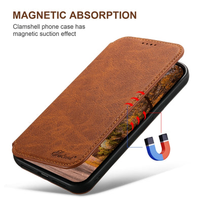 For iPhone 16 Suteni J06 Retro Matte Litchi Texture Leather MagSafe Phone Case(Khaki) - iPhone 16 Cases by Suteni | Online Shopping South Africa | PMC Jewellery | Buy Now Pay Later Mobicred