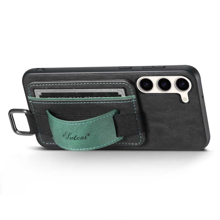 For Samsung Galaxy S24  5G Suteni H13 Card Wallet Wrist Strap Holder PU Phone Case(Black) - Galaxy S24 5G Cases by Suteni | Online Shopping South Africa | PMC Jewellery | Buy Now Pay Later Mobicred