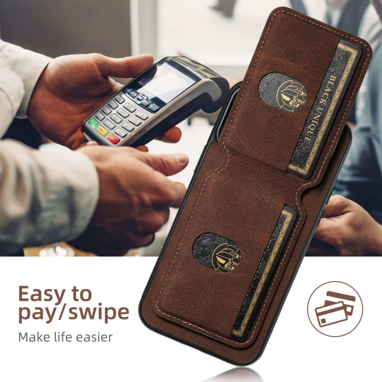 For iPhone 16 Pro Max Suteni H02 Litchi Leather Card Wallet Stand Back Phone Case(Brown) - iPhone 16 Pro Max Cases by Suteni | Online Shopping South Africa | PMC Jewellery | Buy Now Pay Later Mobicred