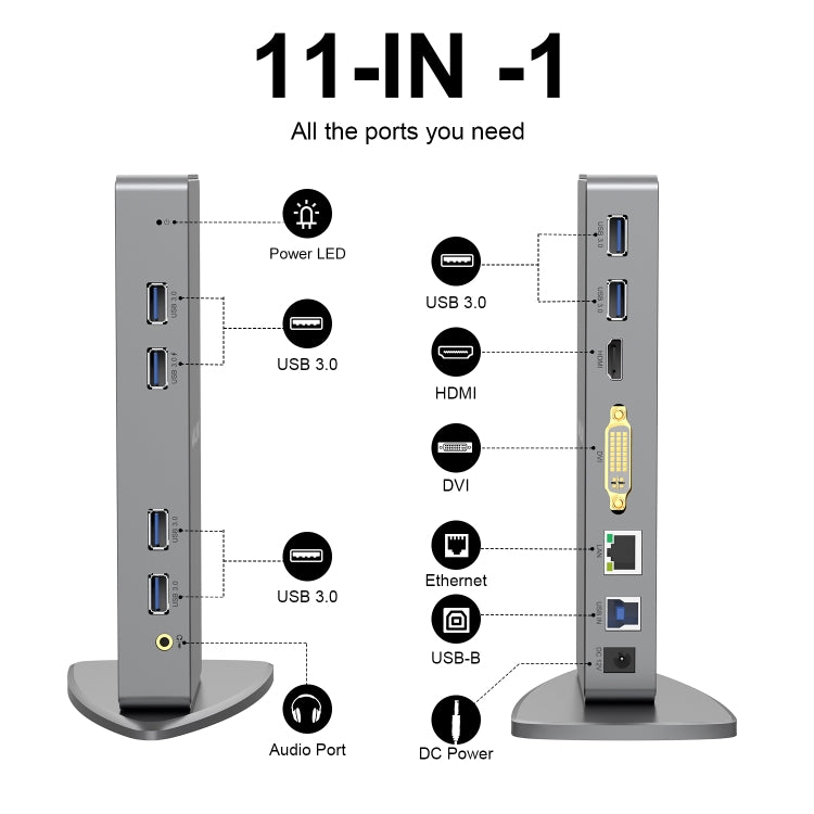 WAVLINK WL-UG39DK7 USB3.0 Hub Adapter Multi-Screen Graphics Card Universal Docking Station, Plug:UK Plug - USB HUB by WAVLINK | Online Shopping South Africa | PMC Jewellery | Buy Now Pay Later Mobicred