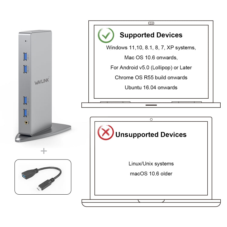 WAVLINK WL-UG39DK7 USB3.0 Hub Adapter Multi-Screen Graphics Card Universal Docking Station, Plug:US Plug - USB HUB by WAVLINK | Online Shopping South Africa | PMC Jewellery | Buy Now Pay Later Mobicred