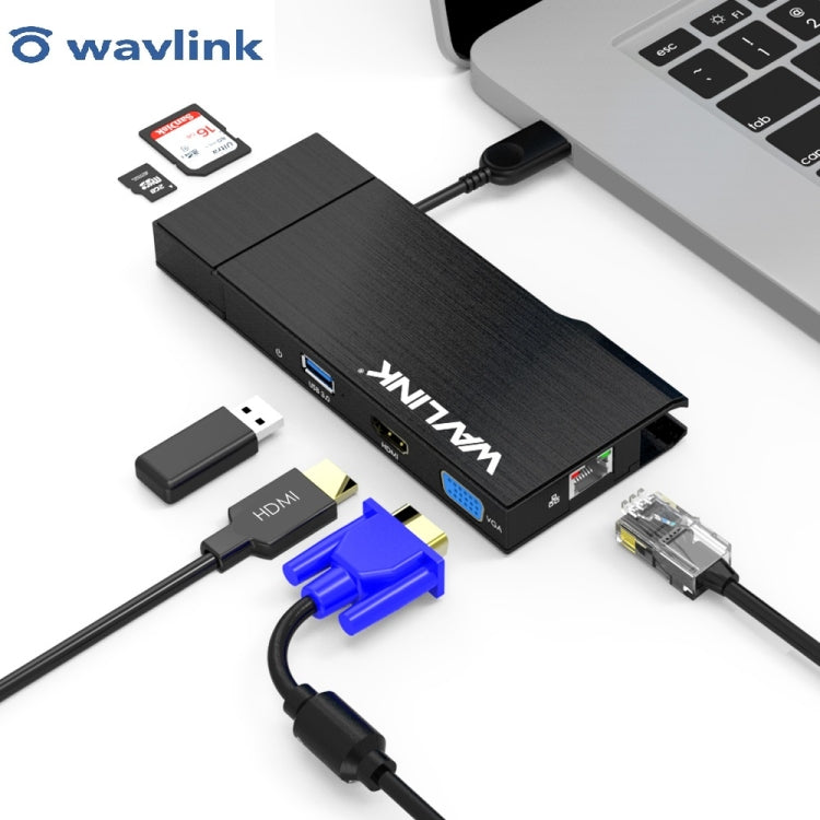 WAVLINK WL-UG39DH2 USB3.0 to HD / VGA / Gigabit Ethernet Splitter Adapter - USB 3.0 HUB by WAVLINK | Online Shopping South Africa | PMC Jewellery | Buy Now Pay Later Mobicred