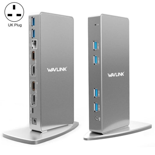 WAVLINK WL-UG69DK7 Laptops Type-C Universal Desktop Docking Station Aluminum Alloy HUB Adapter(UK Plug) - USB HUB by WAVLINK | Online Shopping South Africa | PMC Jewellery | Buy Now Pay Later Mobicred