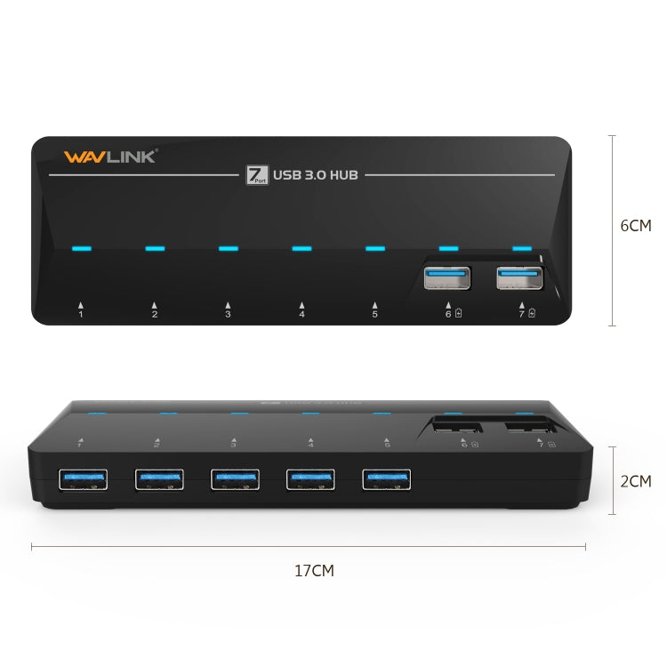 WAVLINK WL-UH3073D USB3.0 HUB Adapter 7-Port Docking Station with Individual Switch(US Plug) - USB 3.0 HUB by WAVLINK | Online Shopping South Africa | PMC Jewellery | Buy Now Pay Later Mobicred