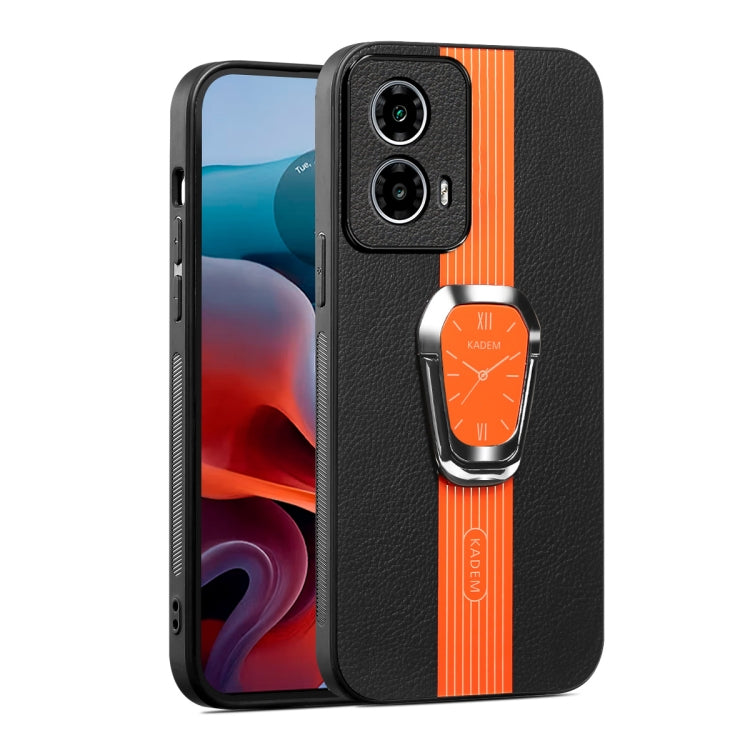 For Motorola Moto G24 Magnetic Litchi Leather Back Phone Case with Holder(Orange) - Motorola Cases by PMC Jewellery | Online Shopping South Africa | PMC Jewellery | Buy Now Pay Later Mobicred