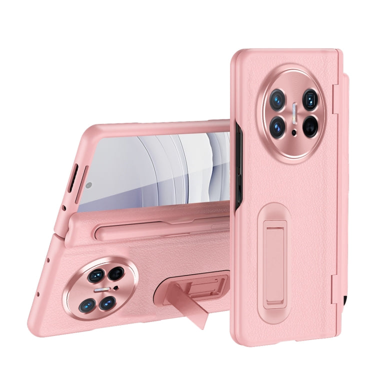 For Huawei  Mate X5 Integrated Film Plain Leather Phone Case with Pen(Pink) - Huawei Cases by PMC TechLife | Online Shopping South Africa | PMC TechLife | Buy Now Pay Later Mobicred