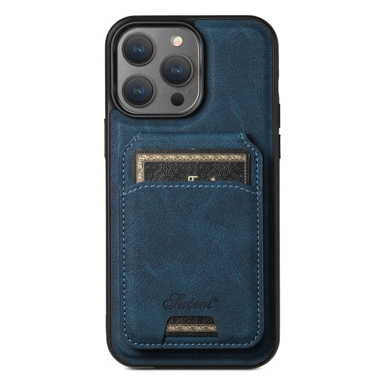 For iPhone 14 Pro Max Suteni H17 Litchi Texture Leather MagSafe Detachable Wallet Phone Case(Blue) - iPhone 14 Pro Max Cases by Suteni | Online Shopping South Africa | PMC Jewellery | Buy Now Pay Later Mobicred